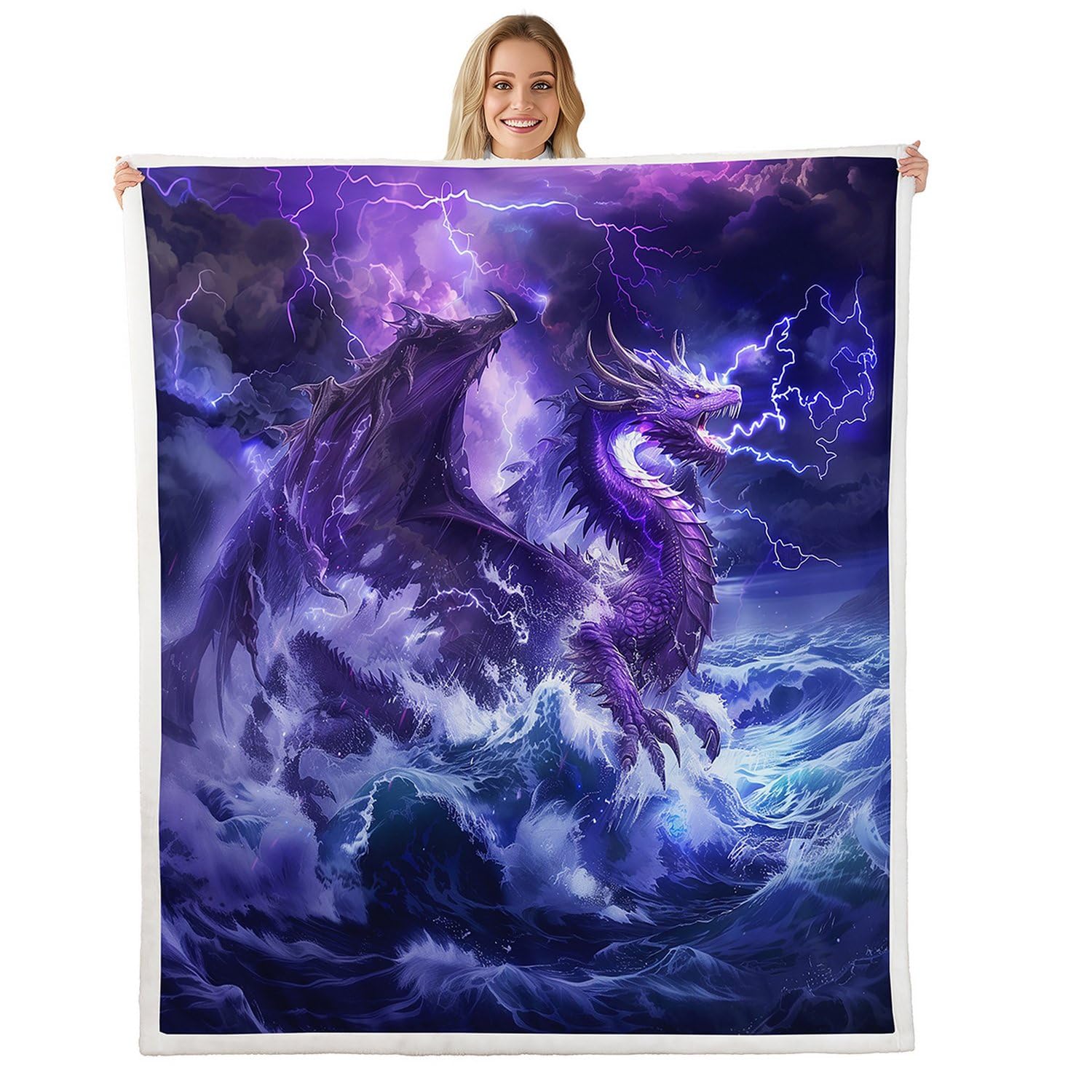 Amazon.com: Manfei Western Dragon Throw Blanket,Dragon Lightning
